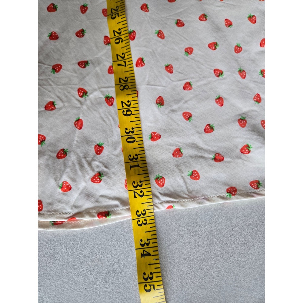Zara Strawberry Print Bias Mini Dress Size L White Red Y2K Coquette Cottage Chic - Picture 9 of 9